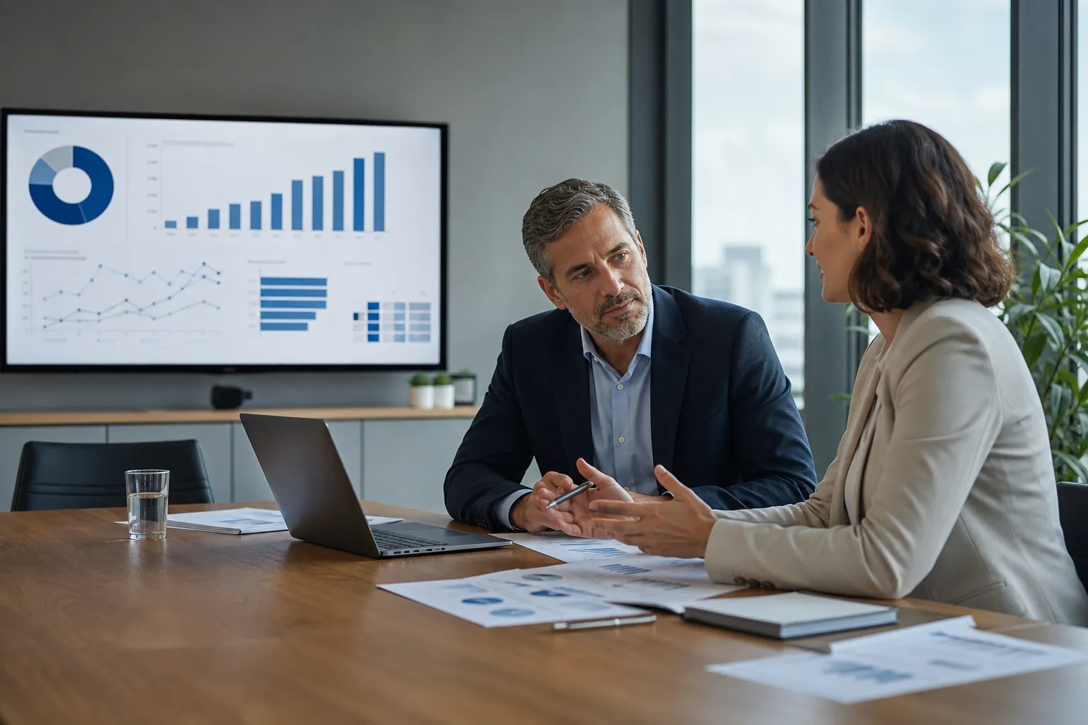 A marketing analyst and business leader discussing results and the next investment decision.