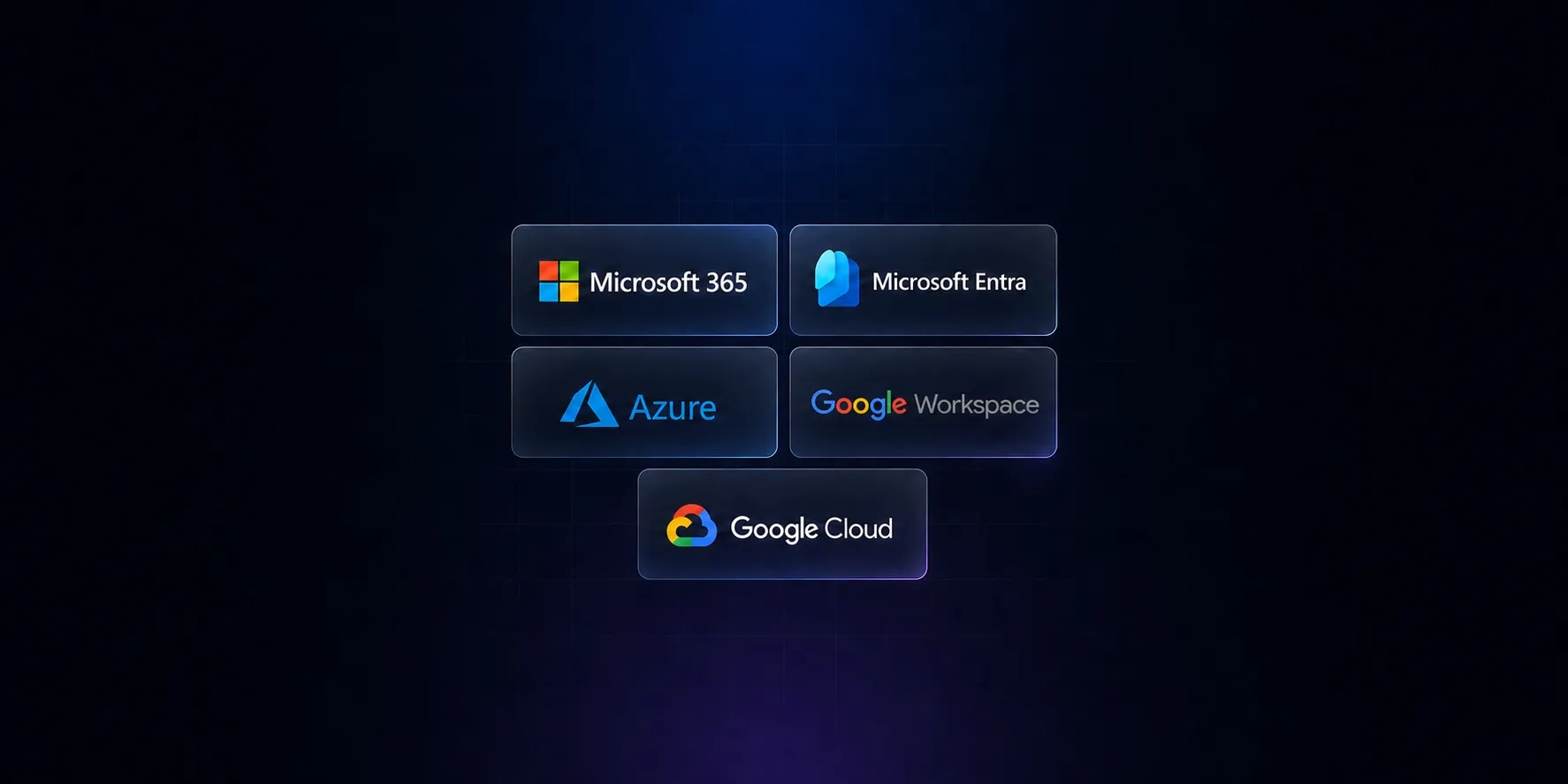 Microsoft 365, Microsoft Entra, Azure, Google Workspace, and Google Cloud presented as one enterprise-platform ecosystem.